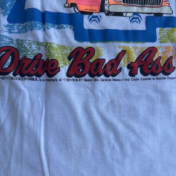 VTG 90s Chevy White Tshirt Bad Ass Boys Drive Bad Ass Toys Mens L - Picture 4 of 8